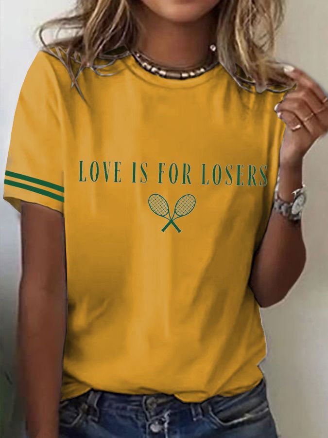 Women's Tennis Printed Round-Neck Casual T-Shirt