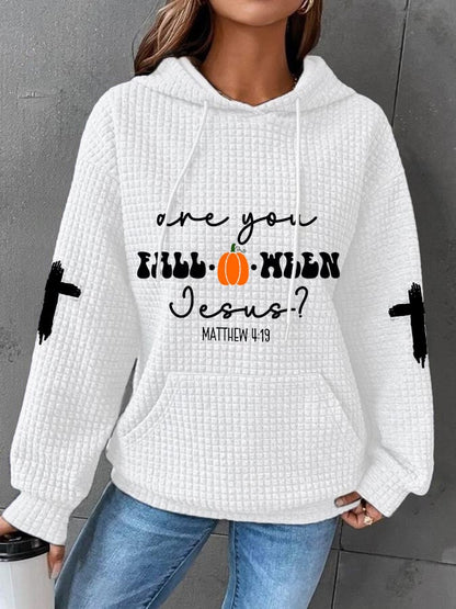 Women's Are You Fall-O-Ween Jesus? Casual Waffle Hoodie