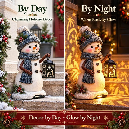 🔥HOT SALE🔥⛄ Last Day 49% Snowman Nativity GlowTM✨ – Solar Christmas Step Light with Holy Family Projection