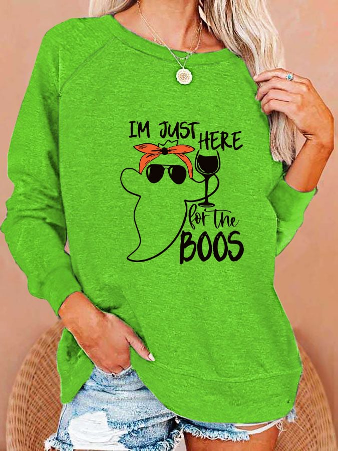 Women's "I'm just here for the boos" printed casual sweatshirt