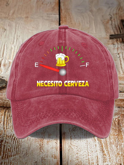 Unisex Oktoberfest Beer Print Printed Washed Distressed Hat