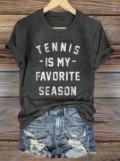 Women's Tennis is my Favorite Season Print Crew Neck T-Shirt