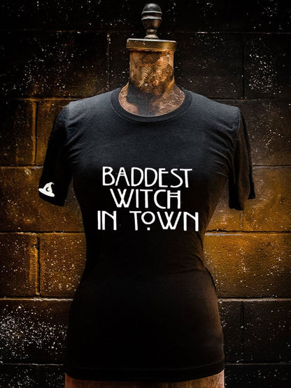 Women's Halloween Baddest Witch In Town Print T-Shirt