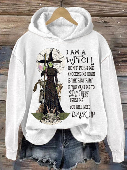 Women's Casual I Am a Witch Don't Push Me Halloween Essential Sweatshirt