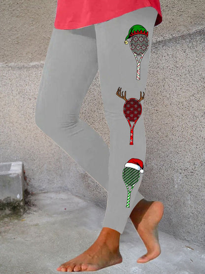 Women's Christmas Tennis Racket Print Leggings
