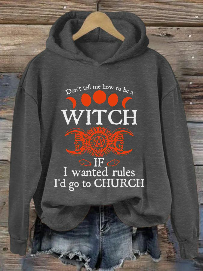 Women's Halloween Witch Print Hoodie