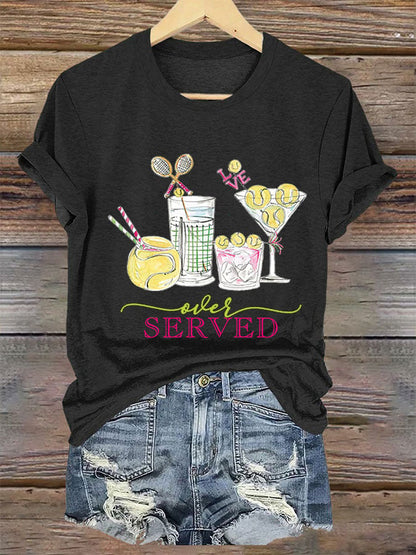 Women's Funny Tennis  Tennis Drinks  Print T-Shirt