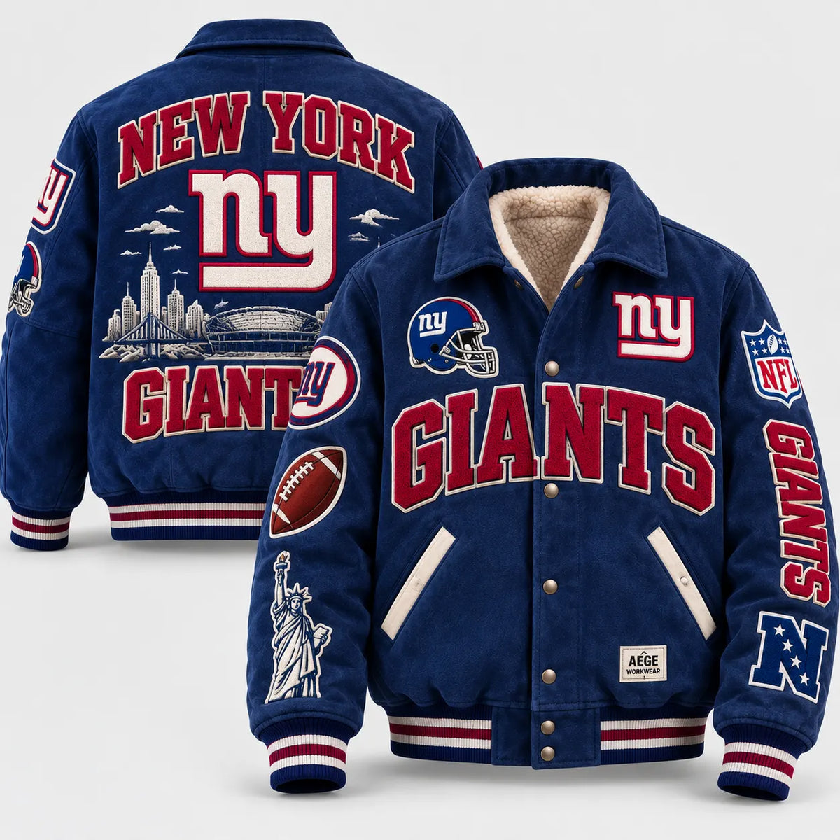 UNISEX NEW YORK GIANTS RETRO PATCHWORK VARSITY JACKET | AEGE
