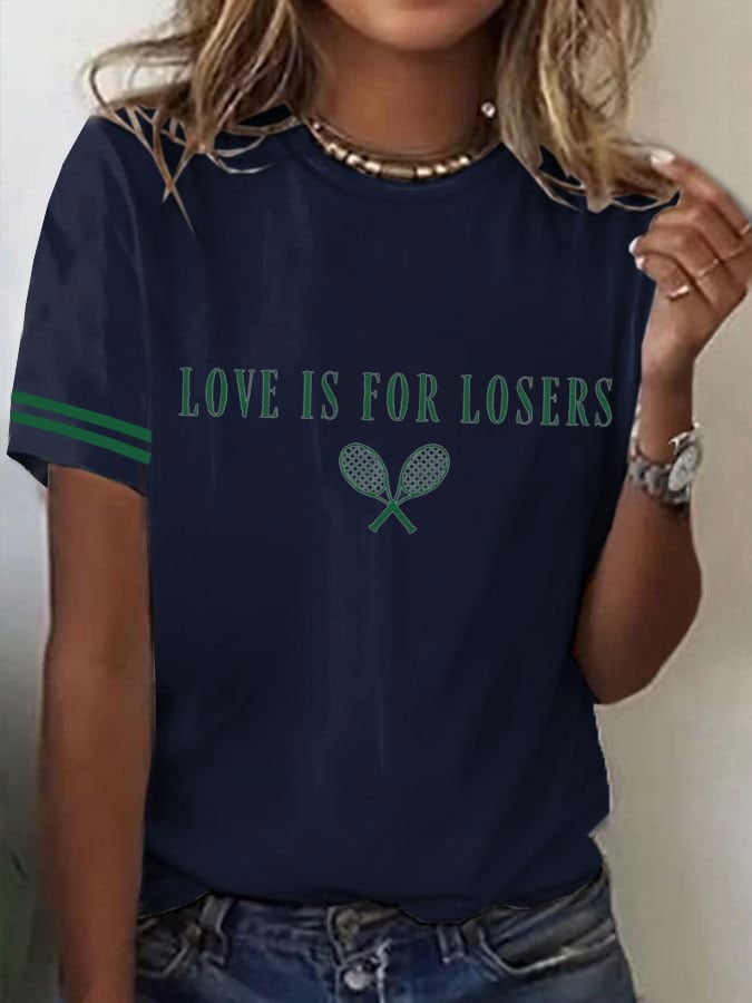Women's Tennis Printed Round-Neck Casual T-Shirt