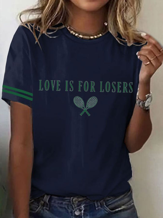 Women's Tennis Printed Round-Neck Casual T-Shirt