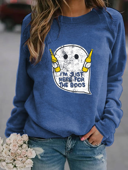 Women's "I'm just here for the boos" printed casual sweatshirt