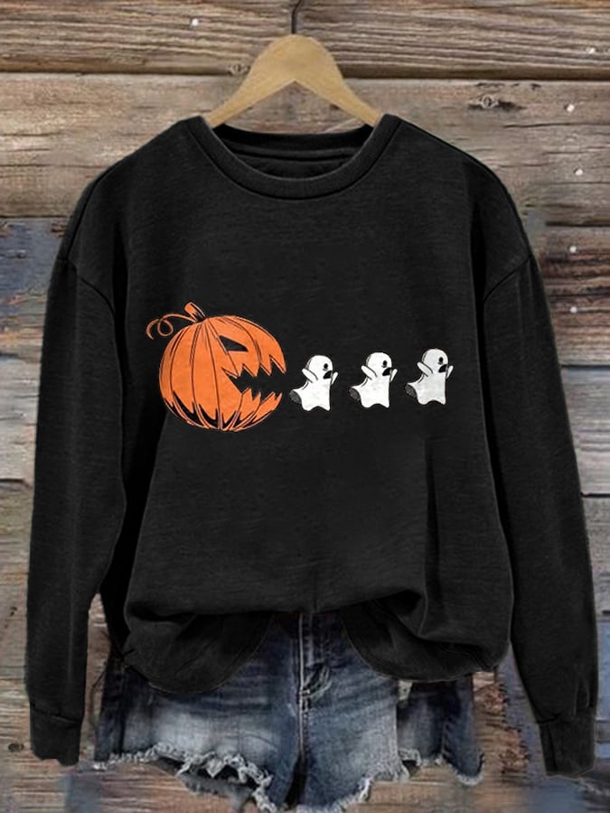 Women's Halloween Print Long Sleeve Sweatshirt