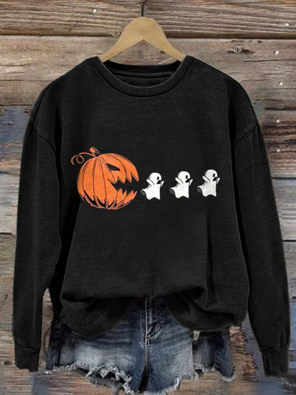 Women's Halloween Print Long Sleeve Sweatshirt