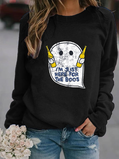 Women's "I'm just here for the boos" printed casual sweatshirt