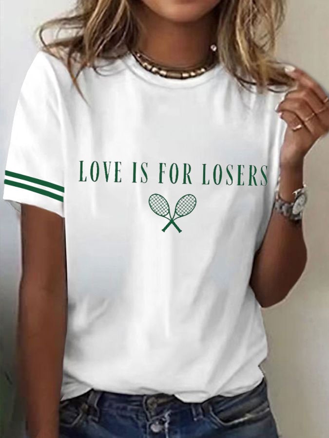 Women's Tennis Printed Round-Neck Casual T-Shirt