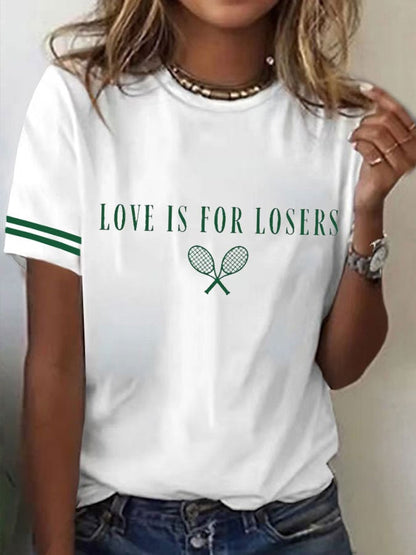 Women's Tennis Printed Round-Neck Casual T-Shirt