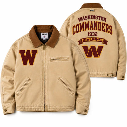 UNISEX WASHINGTON COMMANDERS VINTAGE TAN CANVAS WORKWEAR JACKET | AEGE