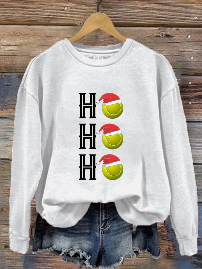 Women's Tennis Christmas "HO,HO,HO" Printed Sweatshirt