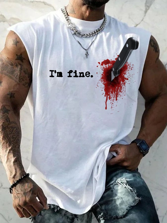 Men's I'm Fine Printed Tank Top