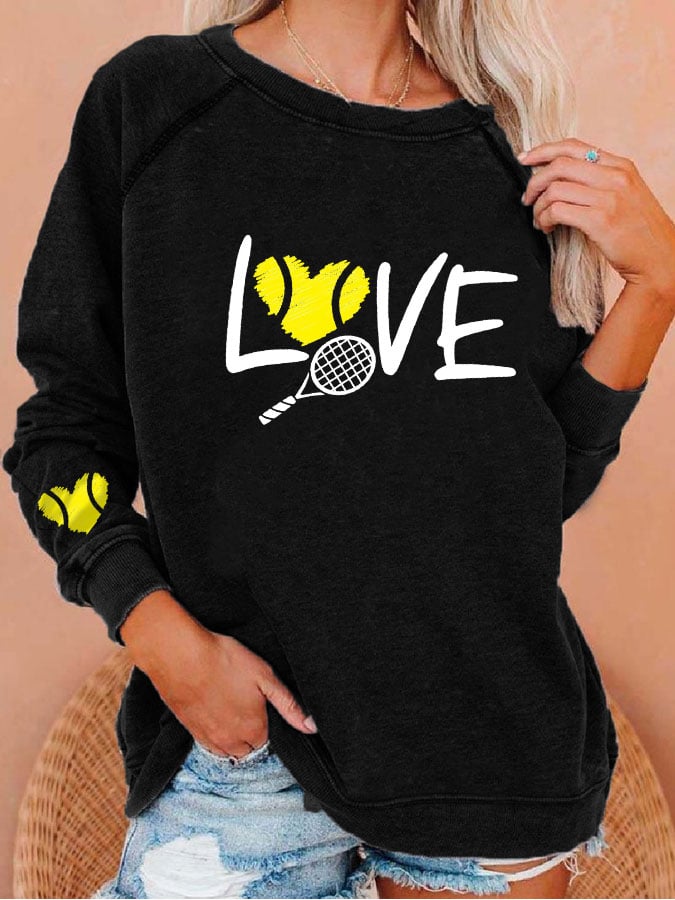 women's love tennis printed sweatshirt