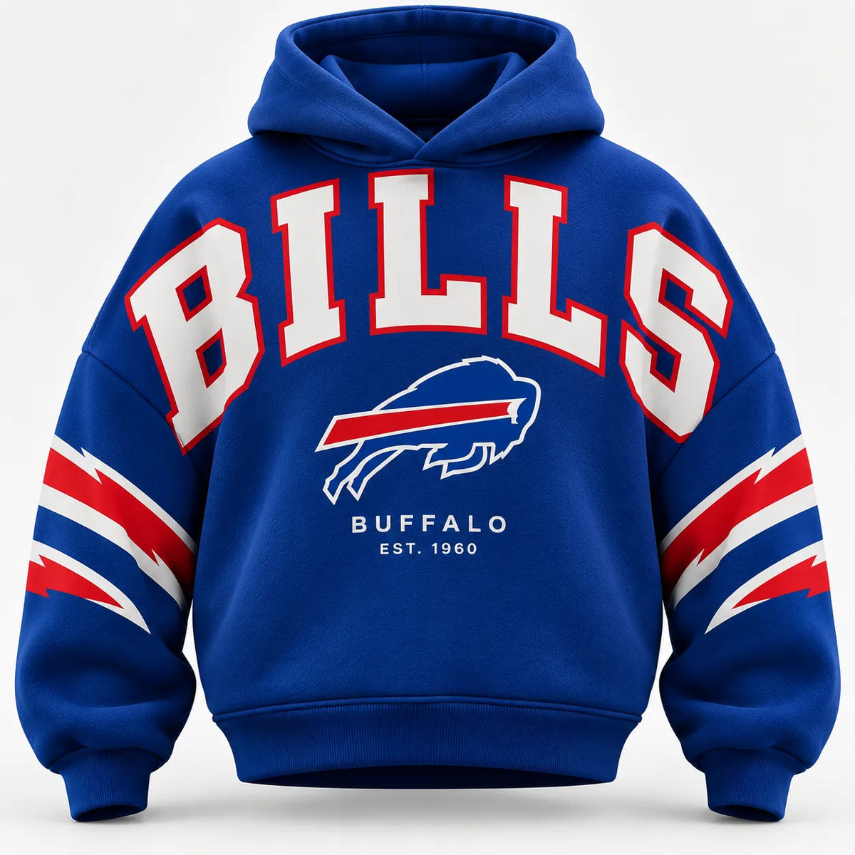 BUFFALO BILLS AIRY CLOUD FEEL OVERSIZED FOOTBALL GRAPHIC HOODIE