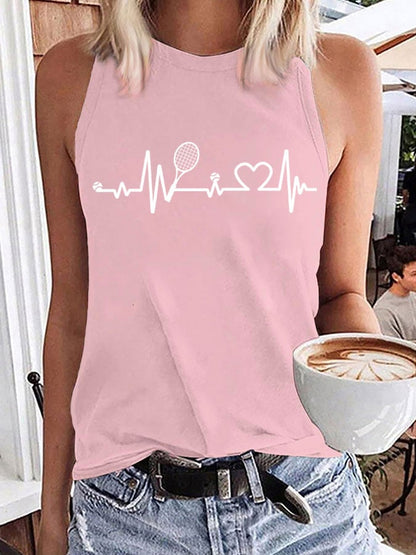 Women's Tennis Lovers Printed Casual Tank Top