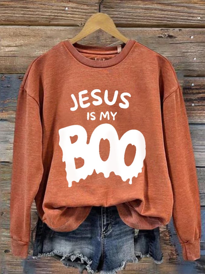 Women's Halloween Jesus Is My Boo Casual Sweatshirt