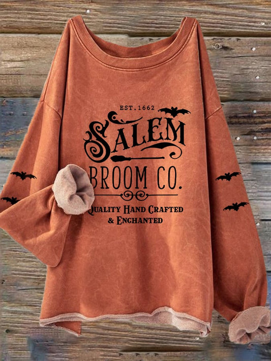 Women's Halloween Salem Broom Co. Casual Long-Sleeve T-Shirt