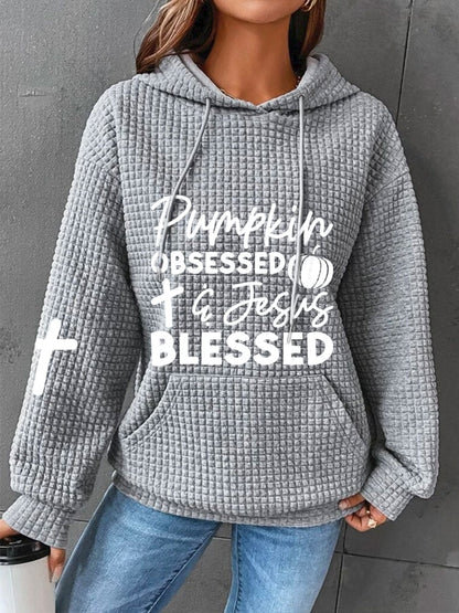 Women's Pumpkin Obsessed and Jesus Blessed Sweatshirt