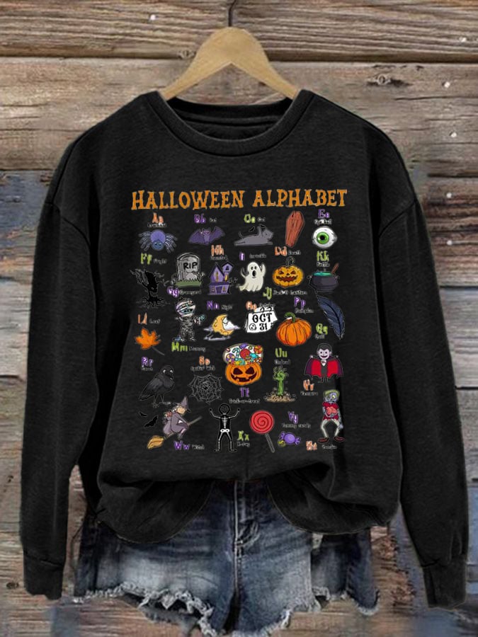 Women'S Halloween Print Long Sleeve Sweatshirt