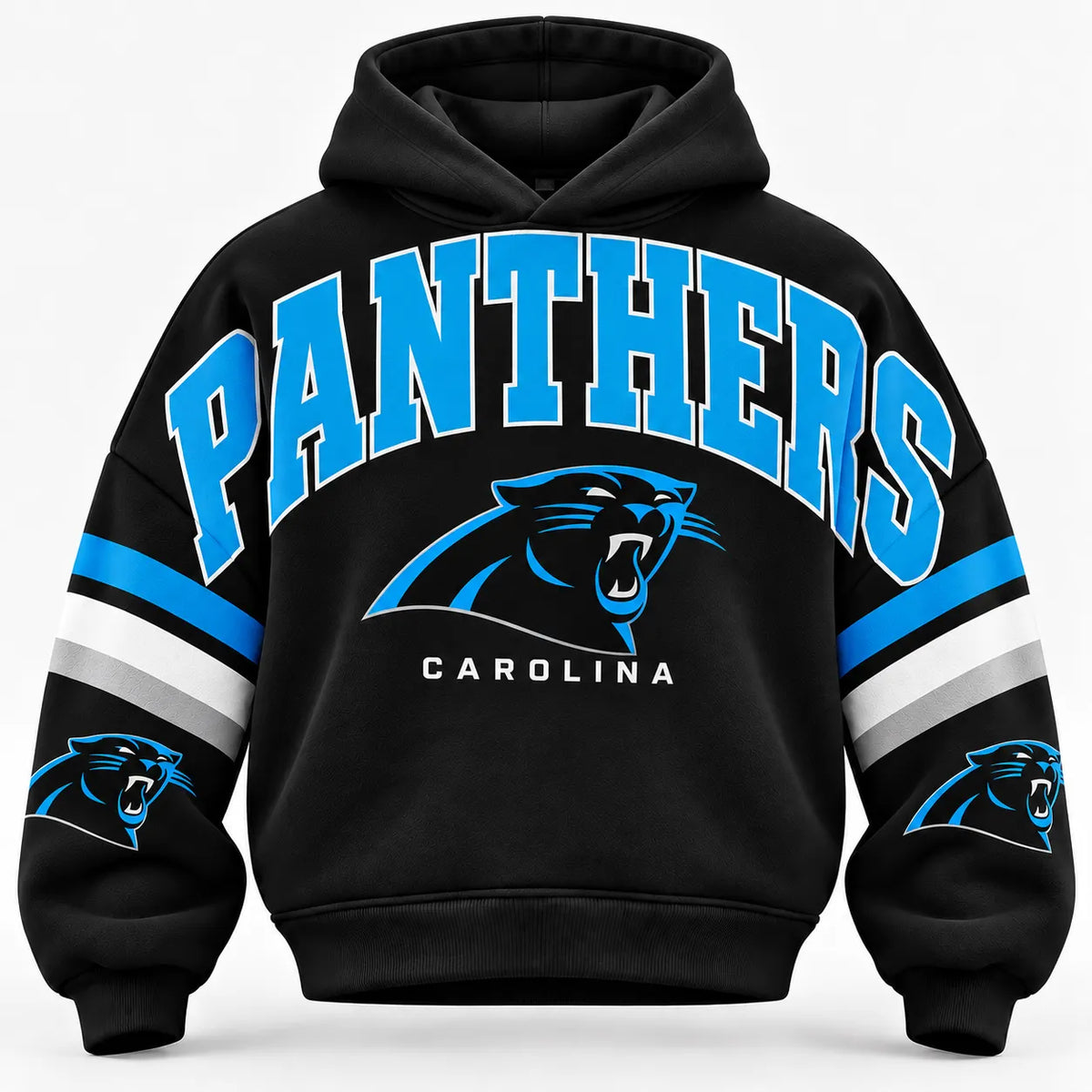 CAROLINA PANTHERS AIRY CLOUD FEEL OVERSIZED FOOTBALL GRAPHIC HOODIE