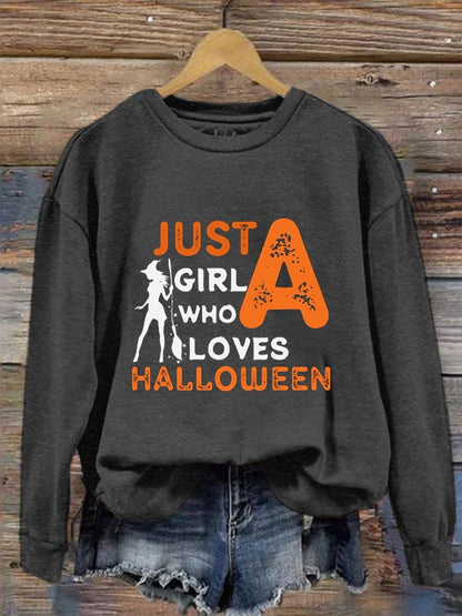 Women's Just A Girl Who Loves Halloween Crew Neck Sweatshirt