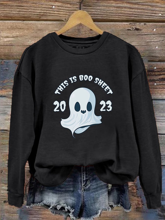 Women's "This is boo sheet 2023" printed casual sweatshirt