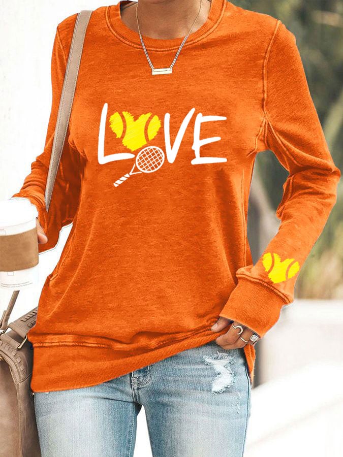 Women's love tennis printed casual sweatshirt
