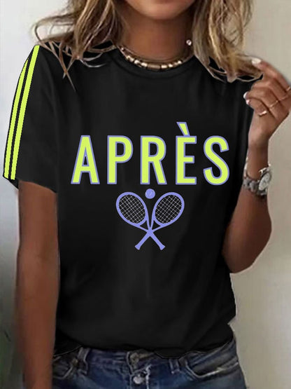 Women's Tennis Printed Round-Neck Casual T-Shirt