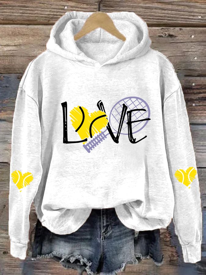 Women's Love Tennis Casual Hoodie