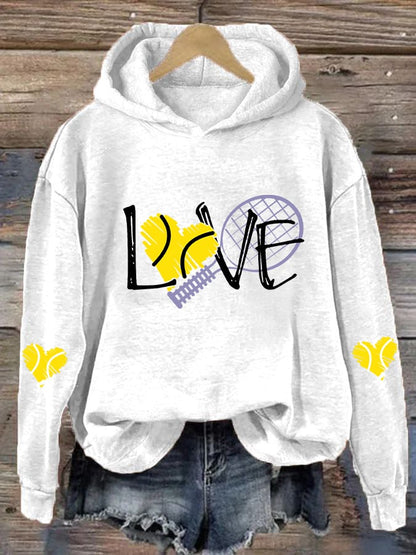 Women's Love Tennis Casual Hoodie