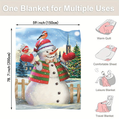 Cozy up this Christmas with our Digital Printing Flannel Blanket featuring a Festive Snowman Design!