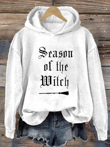 Women's "Season of the witch" printed casual hooded sweatshirt