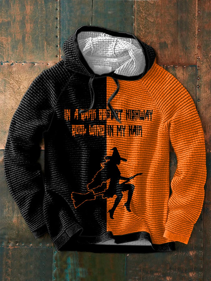 Men's On A Dark Desert Highway Cool Wind In My Hair Witch Print Waffle Hoodie