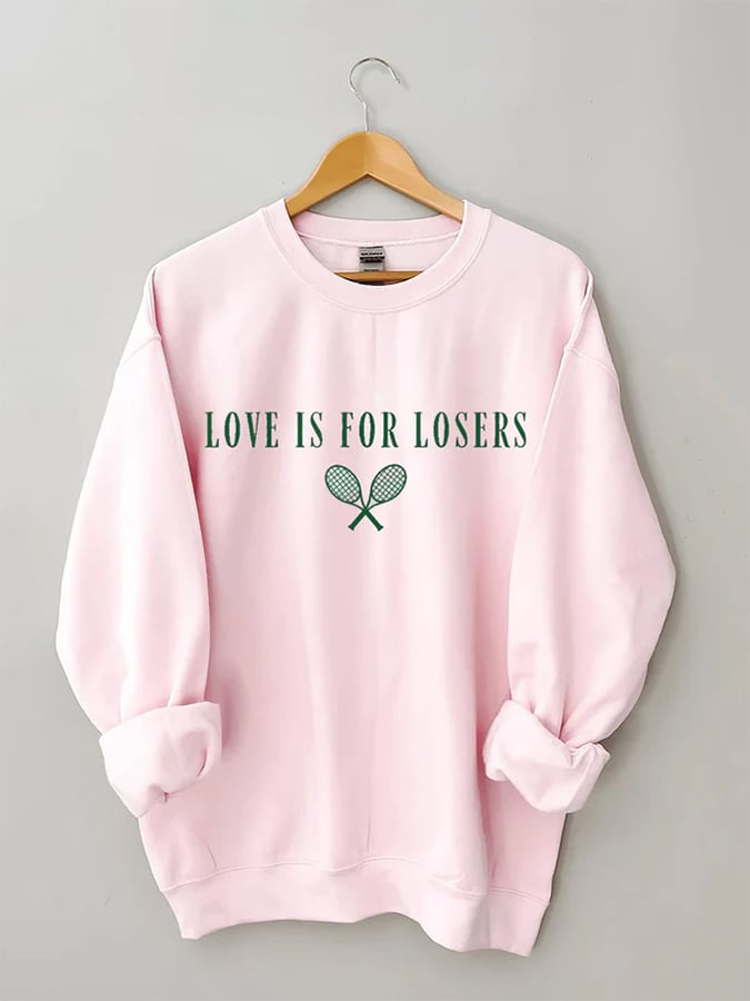 Women's Love Is For Losers Tennis Print Crewneck Sweatshirt