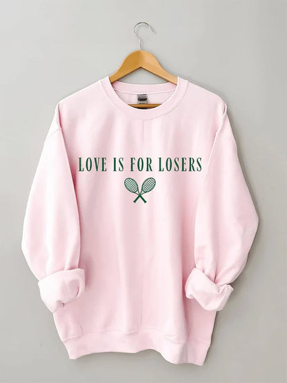 Women's Love Is For Losers Tennis Print Crewneck Sweatshirt