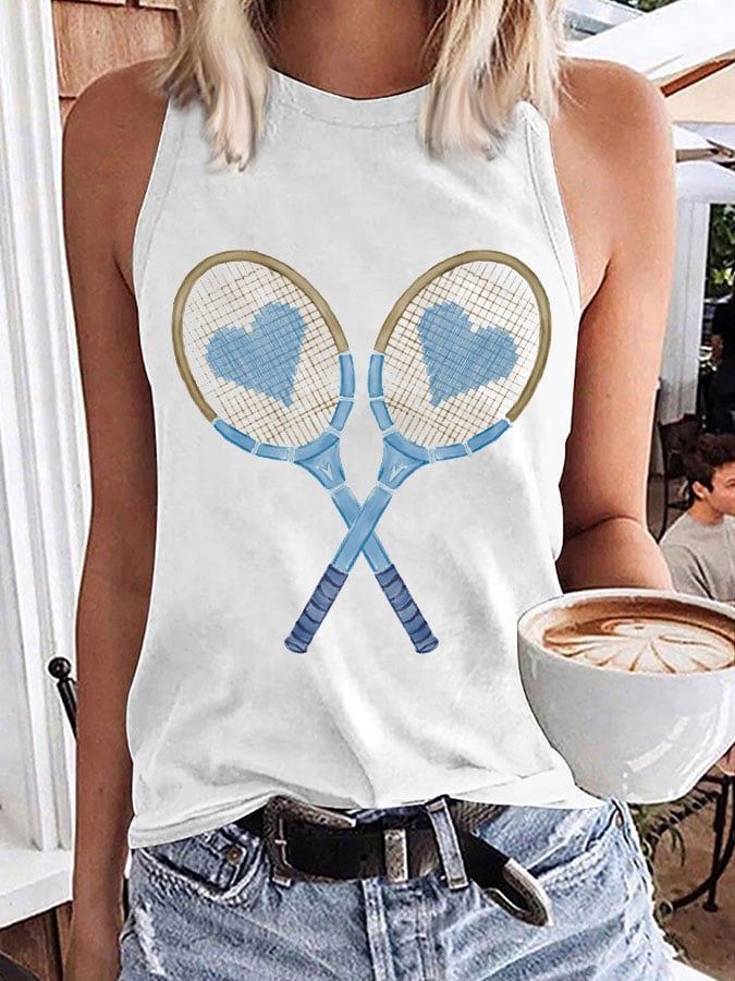 Women's Tennis lover Print Casual Vest