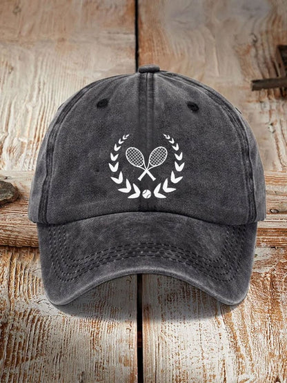 tennis print hat
