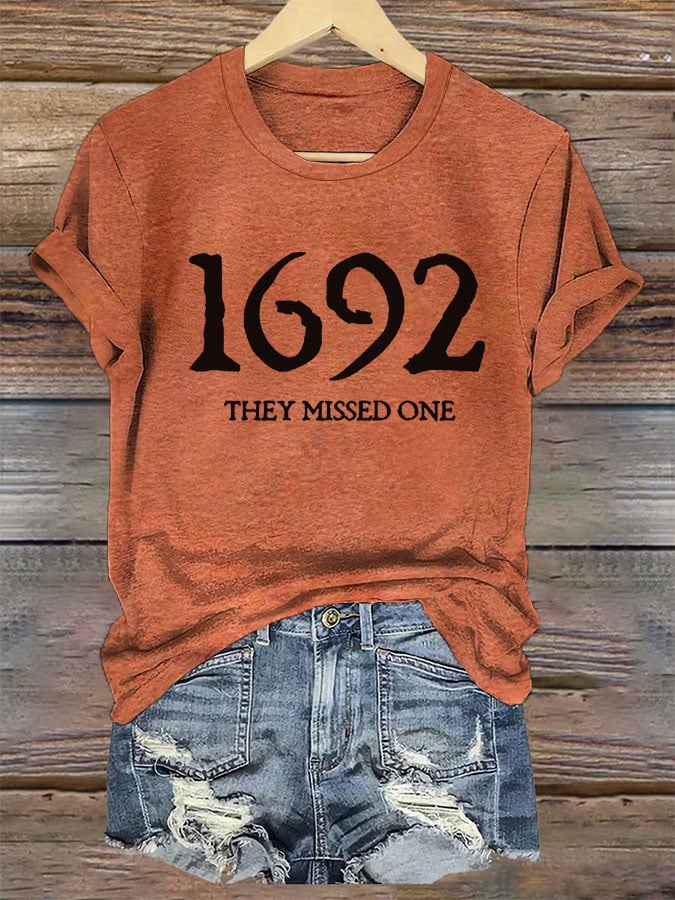 Women's 1692 They Missed One Salem Witch Printed T-Shirt