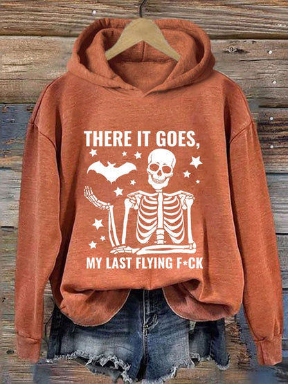 Women's Halloween There It Goes My Last Flying F*ck Print Casual Hooded Sweatshirt