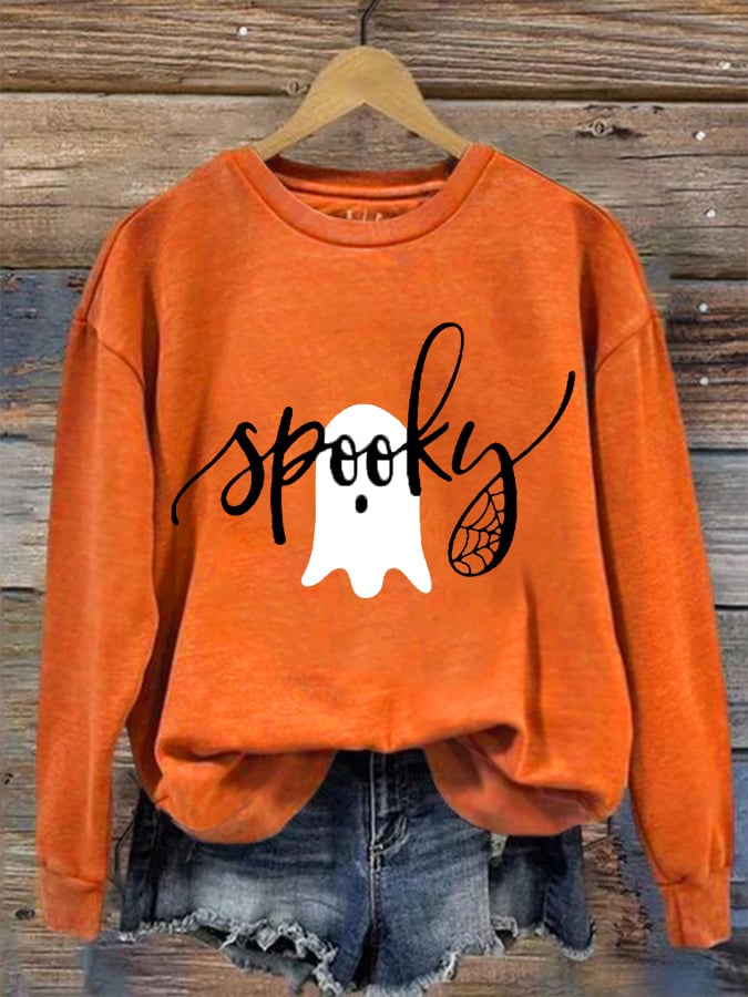 Women's Funny Halloween Spooky Season Printed Sweatshirt