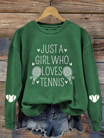 Women's "Just A Girl Who Loves Tennis" printed sweatshirt