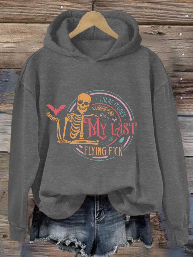 Women's Halloween There It Goes My Last Flying F*ck Print Casual Hooded Sweatshirt