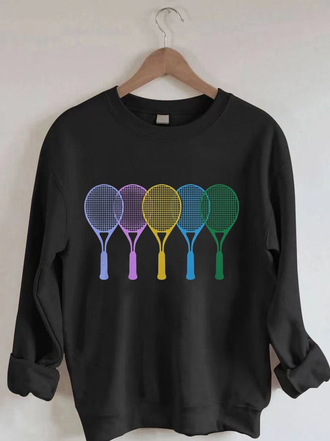 Women's Tennis Print Crewneck Sweatshirt
